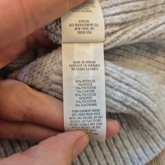 NWT Aerie Women's Grey UnReal Cable Knit Pearl Crewneck Sweater Size XXS-XL - Picture 6 of 6